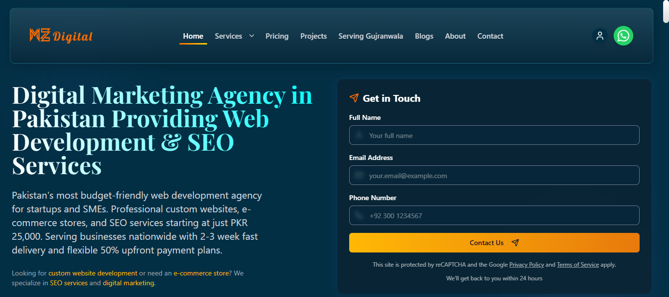 MZ Digital Agency - Web Development, UI/UX Design, SEO Project Screenshot
